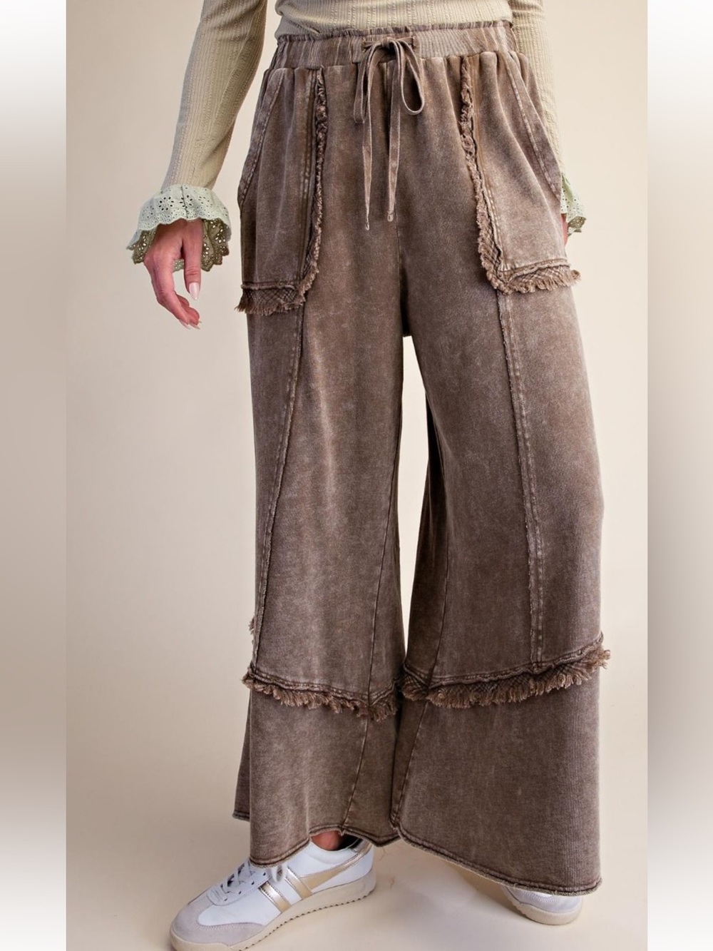 389 EASEL WIDE LEG WASHED TERRY PANTS